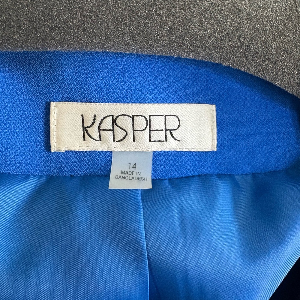 Kasper Women's Cobalt Blue Open-Front Jacket with Black Piping - Picture 4 of 9